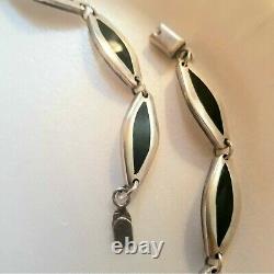 More Than 3 Oz. Of Sterling Silver And Onix Vintage, hand made Necklace Mexico