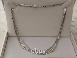Multi-Strand Sterling Silver 925 Necklace with Silver Beads by HAN Made in Italy
