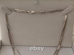 Multi-Strand Sterling Silver 925 Necklace with Silver Beads by HAN Made in Italy