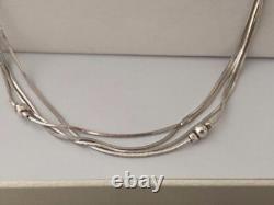 Multi-Strand Sterling Silver 925 Necklace with Silver Beads by HAN Made in Italy