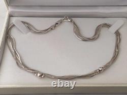 Multi-Strand Sterling Silver 925 Necklace with Silver Beads by HAN Made in Italy