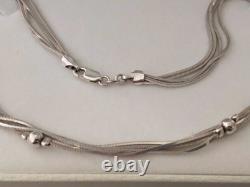 Multi-Strand Sterling Silver 925 Necklace with Silver Beads by HAN Made in Italy