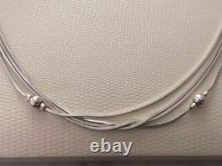 Multi-Strand Sterling Silver 925 Necklace with Silver Beads by HAN Made in Italy