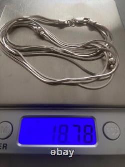 Multi-Strand Sterling Silver 925 Necklace with Silver Beads by HAN Made in Italy