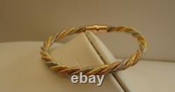 Multi-tone Twist Rope Italian Made Bracelet / 925 Sterling Silver / 7'' Long