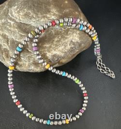 Multicolor 4mm Sterling Silver Navajo Pearls 16 Necklace 94316