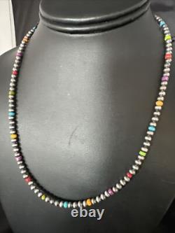 Multicolor 4mm Sterling Silver Navajo Pearls 16 Necklace 94316