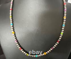 Multicolor 4mm Sterling Silver Navajo Pearls 16 Necklace 94316