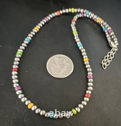 Multicolor 4mm Sterling Silver Navajo Pearls 16 Necklace 94316