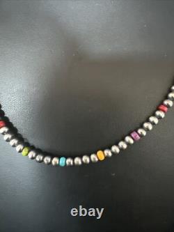 Multicolor 4mm Sterling Silver Navajo Pearls 16 Necklace 94316