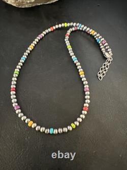 Multicolor 4mm Sterling Silver Navajo Pearls 16 Necklace 94316