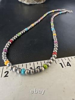 Multicolor 4mm Sterling Silver Navajo Pearls 16 Necklace 94316