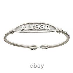 NAME PLATE Adult Bangle. 925 Sterling Silver (MADE IN USA)
