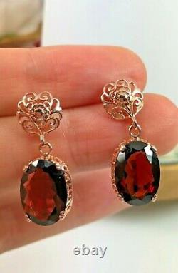 NATURAL Garnet Sterling Silver and Rose Gold Earrings (Custom-Made)