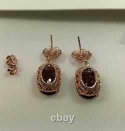 NATURAL Garnet Sterling Silver and Rose Gold Earrings (Custom-Made)