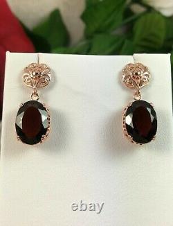 NATURAL Garnet Sterling Silver and Rose Gold Earrings (Custom-Made)