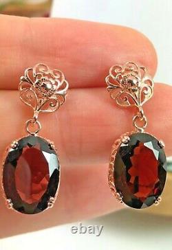 NATURAL Garnet Sterling Silver and Rose Gold Earrings (Custom-Made)