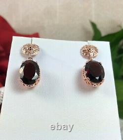 NATURAL Garnet Sterling Silver and Rose Gold Earrings (Custom-Made)