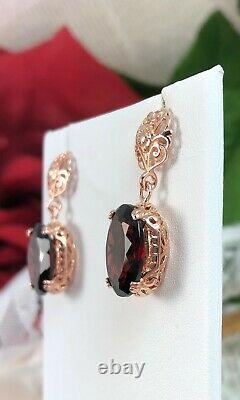 NATURAL Garnet Sterling Silver and Rose Gold Earrings (Custom-Made)