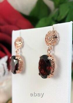 NATURAL Garnet Sterling Silver and Rose Gold Earrings (Custom-Made)