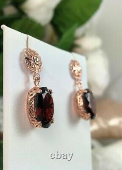 NATURAL Garnet Sterling Silver and Rose Gold Earrings (Custom-Made)