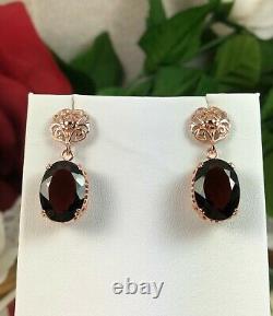 NATURAL Garnet Sterling Silver and Rose Gold Earrings (Custom-Made)