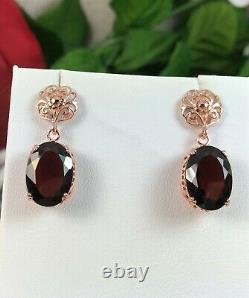 NATURAL Garnet Sterling Silver and Rose Gold Earrings (Custom-Made)