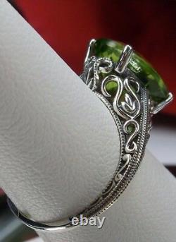 NATURAL Peridot Sterling Silver Swan Swirl Filigree Ring (Custom-Made) LESLEY