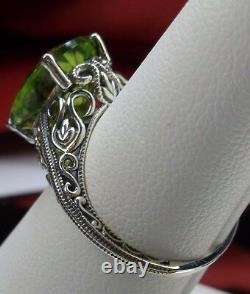 NATURAL Peridot Sterling Silver Swan Swirl Filigree Ring (Custom-Made) LESLEY