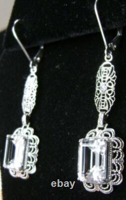 NATURAL White Topaz Sterling Silver Festoon Filigree Earrings (Custom-Made) E8