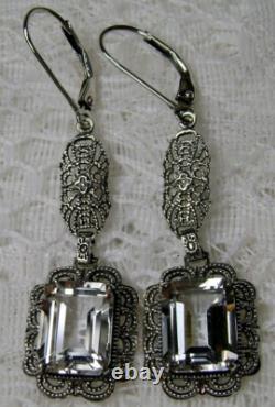 NATURAL White Topaz Sterling Silver Festoon Filigree Earrings (Custom-Made) E8