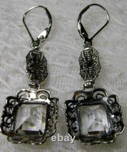 NATURAL White Topaz Sterling Silver Festoon Filigree Earrings (Custom-Made) E8