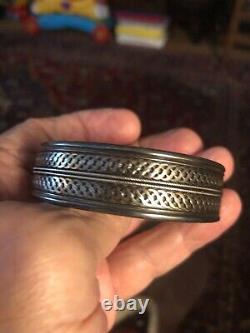 NAVAJO CUSTOM MADE STERLING SILVER LGE BRACELT HEAVY 39.88g, 6 + 1 1/4' GAP