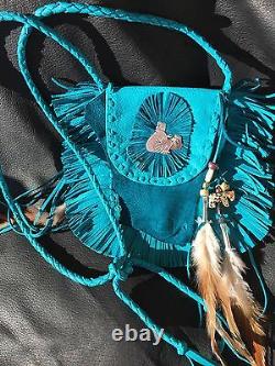 NAVAJO STERLING HAND MADE FRINGED DEERSKIN BAG Phone Case