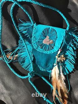 NAVAJO STERLING HAND MADE FRINGED DEERSKIN BAG Phone Case