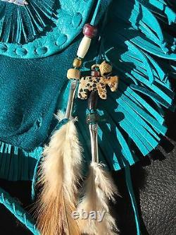 NAVAJO STERLING HAND MADE FRINGED DEERSKIN BAG Phone Case