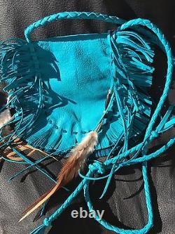 NAVAJO STERLING HAND MADE FRINGED DEERSKIN BAG Phone Case