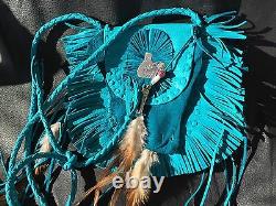 NAVAJO STERLING HAND MADE FRINGED DEERSKIN BAG Phone Case