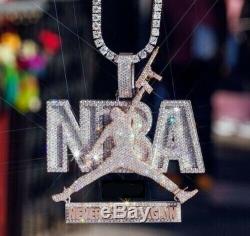 NBA Custom Made Fully iced Out Hip Hop 925 Sterling Silver Pendant