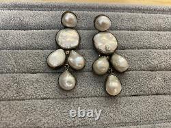 NEW Designer Custom Made Sterling Silver LARGE MABE PEARL Baroque Pearl EARRING
