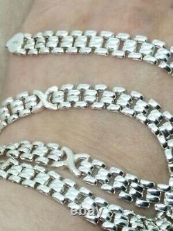 NEW SOLID STERLING SILVER Italian Made TWO SIDED PANTHER LINK NECKLACE 33.7 GR