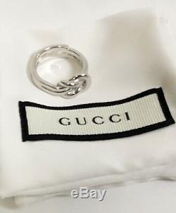 NIB Gucci Sterling Silver Piccolo Knot Ring Size 6, Made In Italy