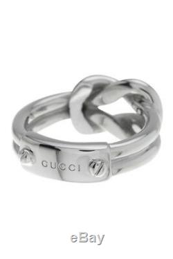 NIB Gucci Sterling Silver Piccolo Knot Ring Size 6, Made In Italy