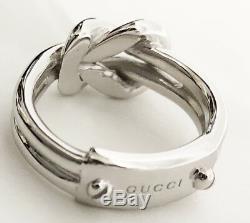 NIB Gucci Sterling Silver Piccolo Knot Ring Size 6, Made In Italy