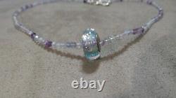 NWOT Custom-Made SS Multi-Color Fluorite Faceted Bead Necklace withChamilia Bead