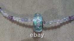 NWOT Custom-Made SS Multi-Color Fluorite Faceted Bead Necklace withChamilia Bead