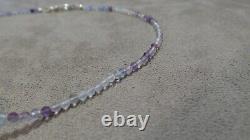 NWOT Custom-Made SS Multi-Color Fluorite Faceted Bead Necklace withChamilia Bead