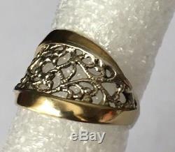 NWOT Or Paz Sterling Silver 14K Gold Lace Design Ring Sz 9 Made in Israel PZ