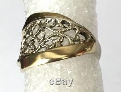 NWOT Or Paz Sterling Silver 14K Gold Lace Design Ring Sz 9 Made in Israel PZ