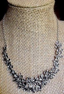 NWOT Or Paz Sterling Silver 925 Flowers Bib Necklace 15 Made in Israel